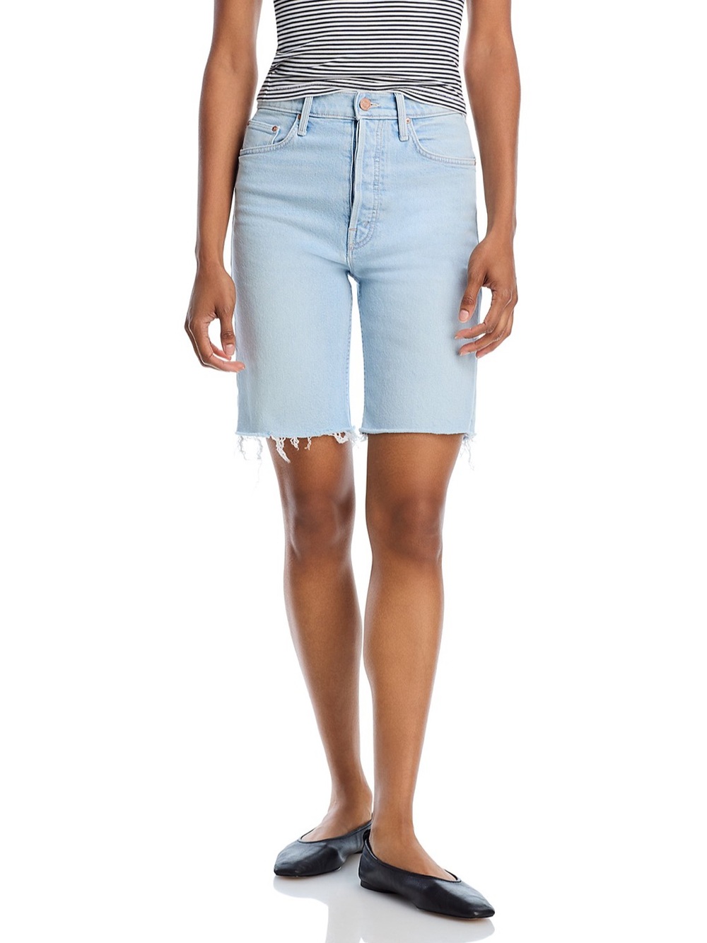 MOTHER New Light Blue Rider High Rise Denim Bermuda Shorts in Cowabunga Size 28